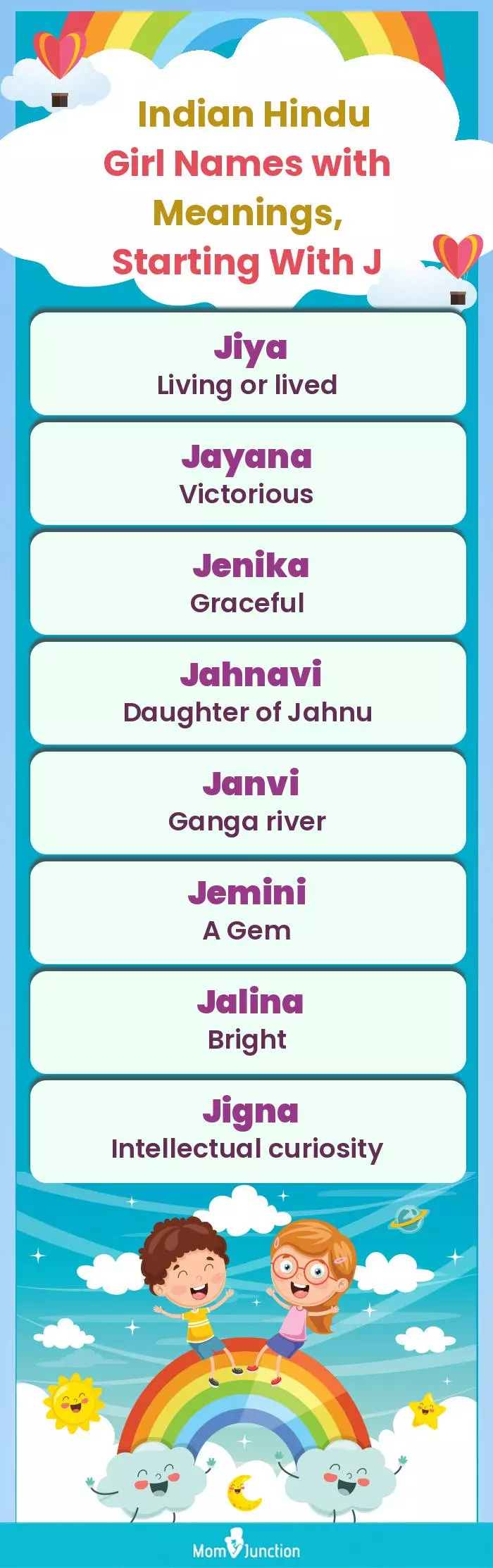  Indian Hindu Girl Names with Meanings, Starting With J(infographic)