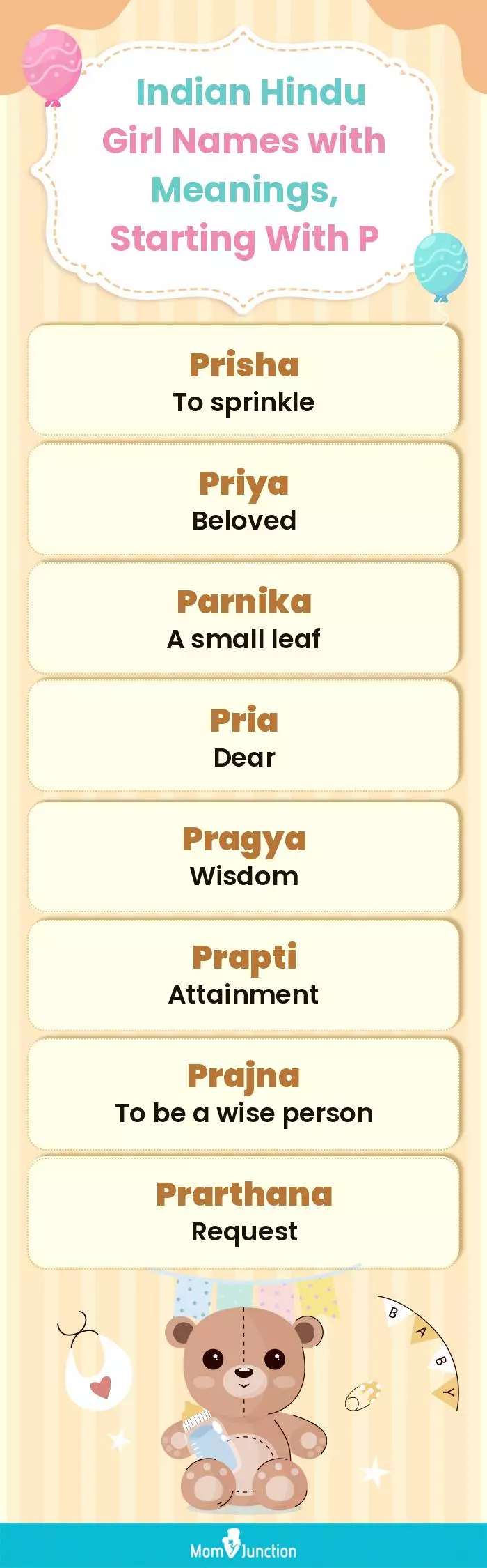  Indian Hindu Girl Names with Meanings, Starting With P(infographic)