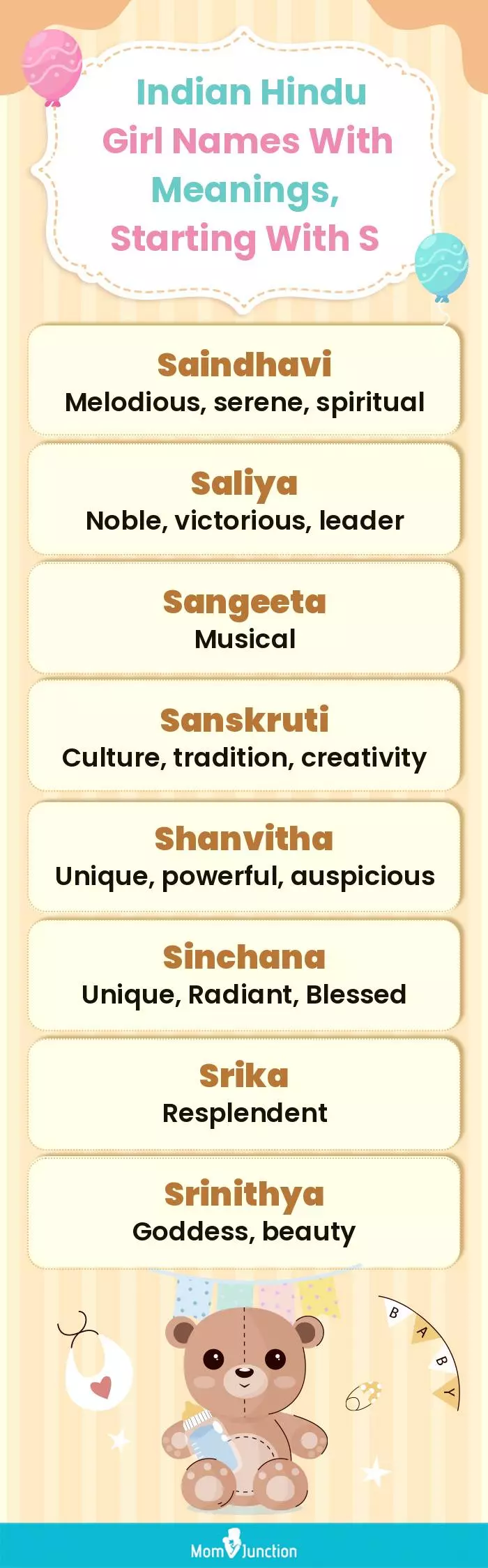  Indian Hindu Girl Names with Meanings, Starting With S(infographic)