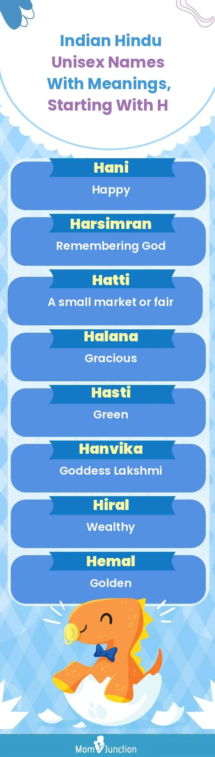  Indian Hindu Unisex Names with Meanings, Starting With H(infographic)