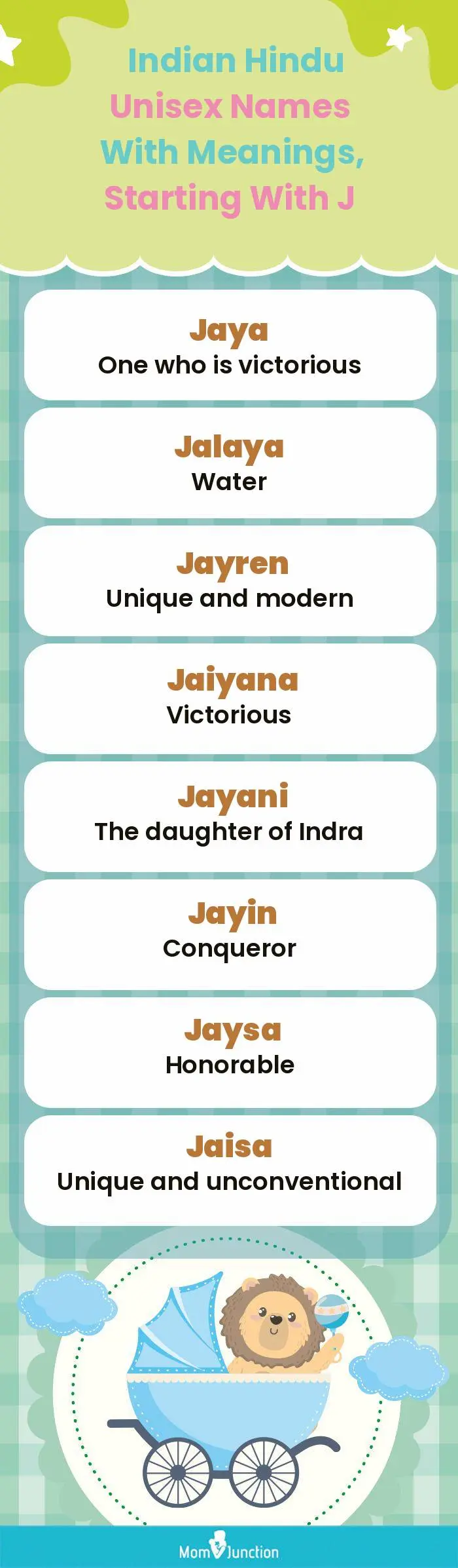  Indian Hindu Unisex Names with Meanings, Starting With J(infographic)