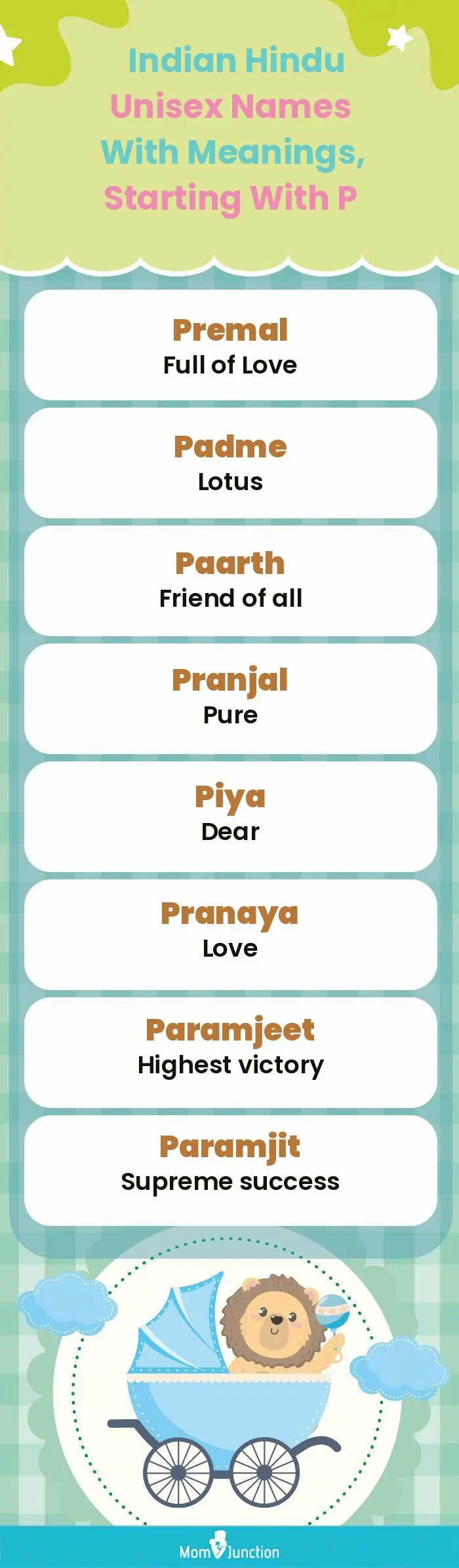  Indian Hindu Unisex Names with Meanings, Starting With P(infographic)