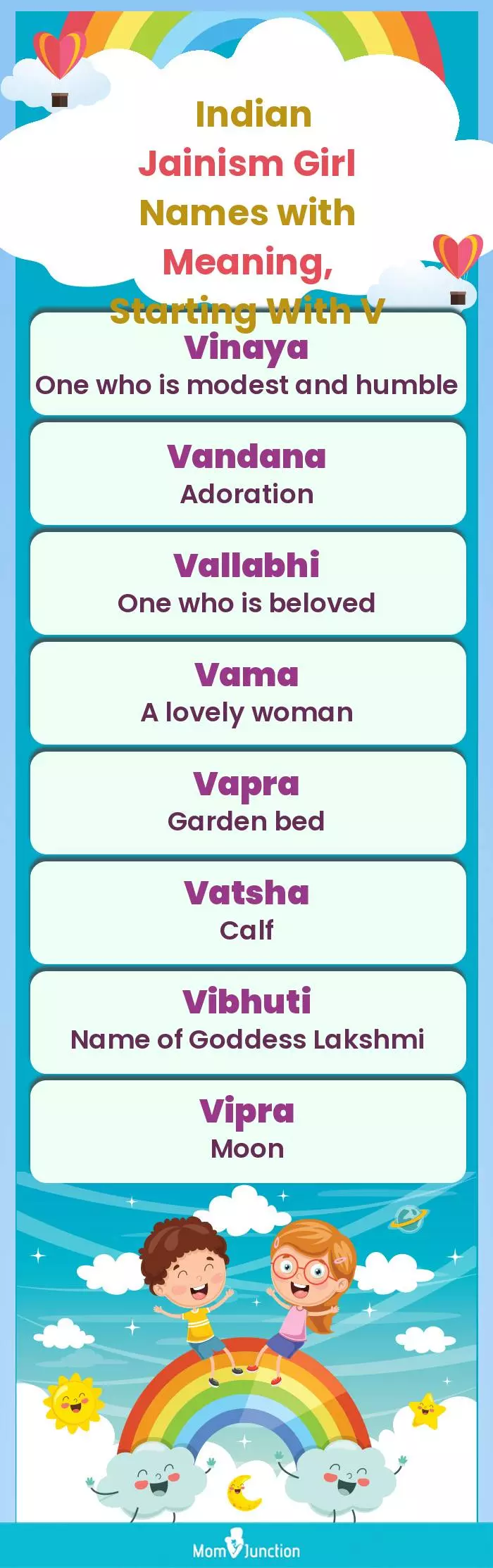  Indian Jainism Girl Names with Meaning, Starting With V(infographic)