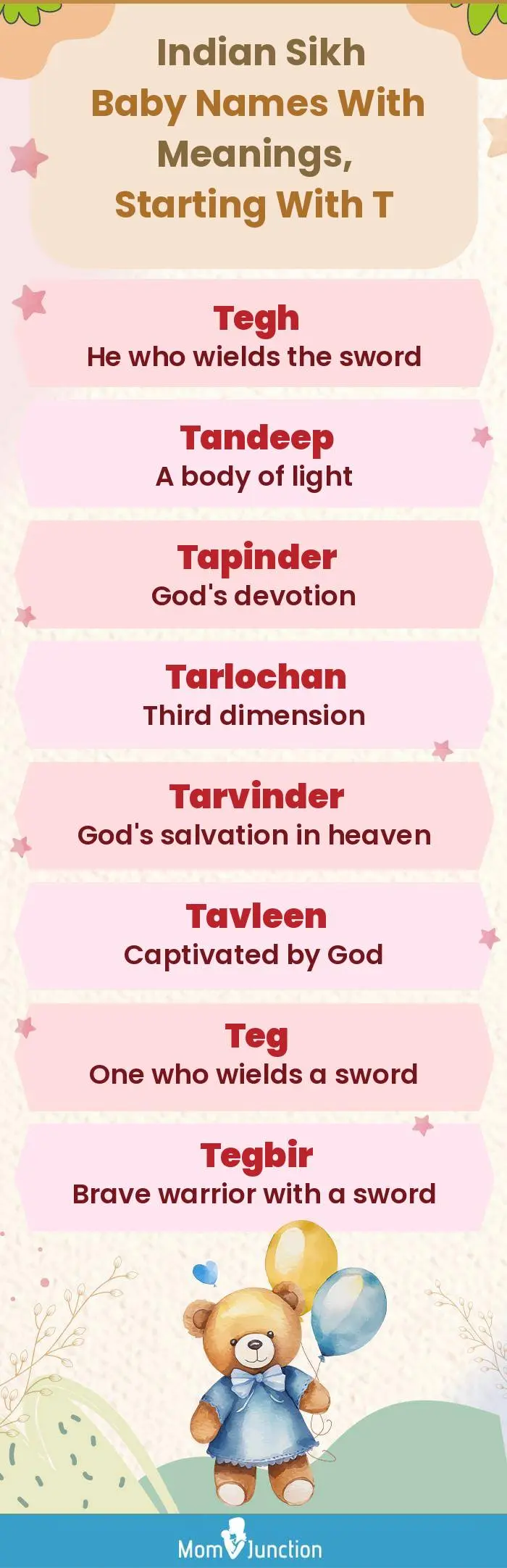  Indian Sikh Baby Names with Meanings, Starting With T(infographic)