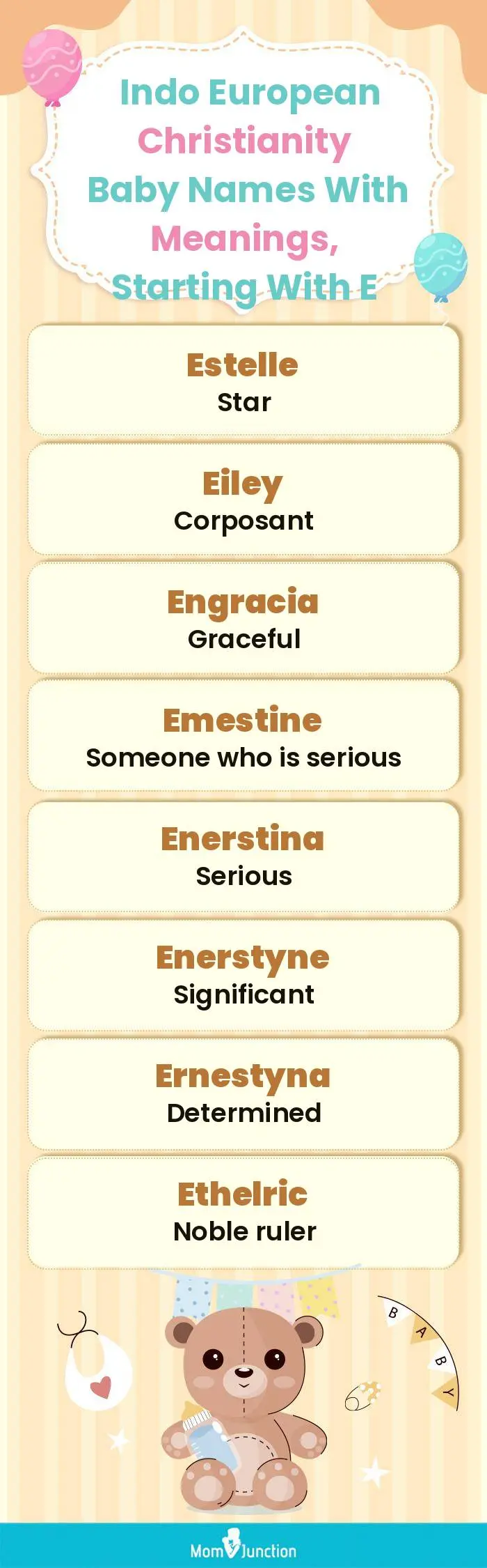  Indo European Christianity Baby Names with Meanings, Starting With E(infographic)