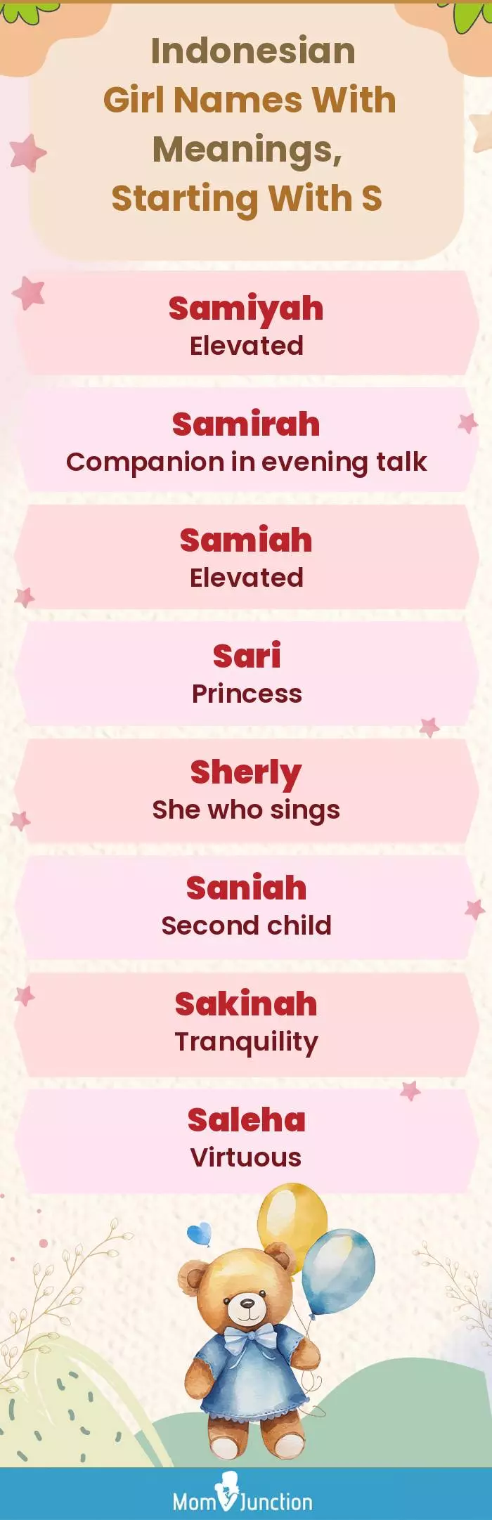  Indonesian Girl Names with Meanings, Starting With S(infographic)