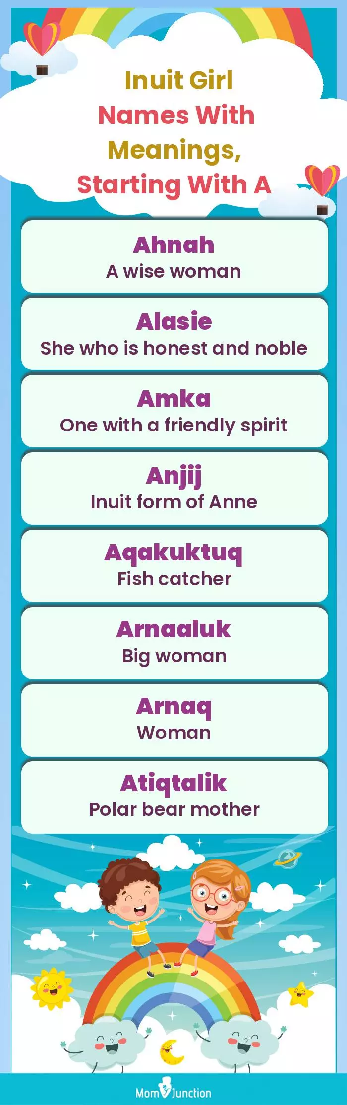  Inuit Girl Names with Meanings, Starting With A(infographic)