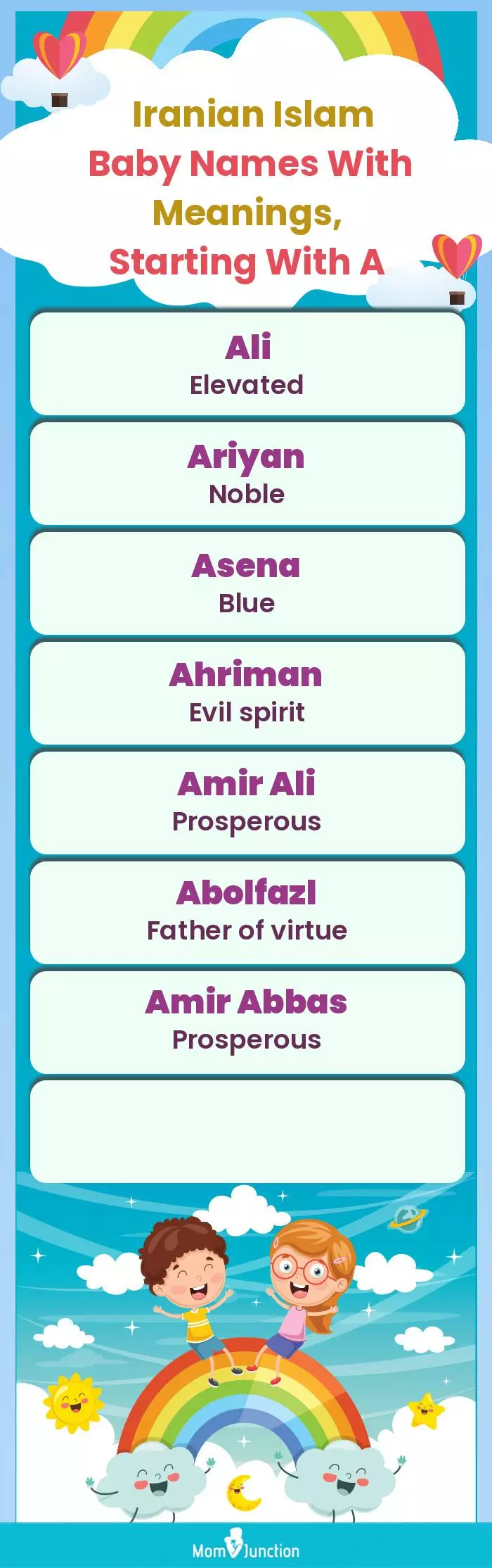  Iranian Islam Baby Names with Meanings, Starting With A(infographic)