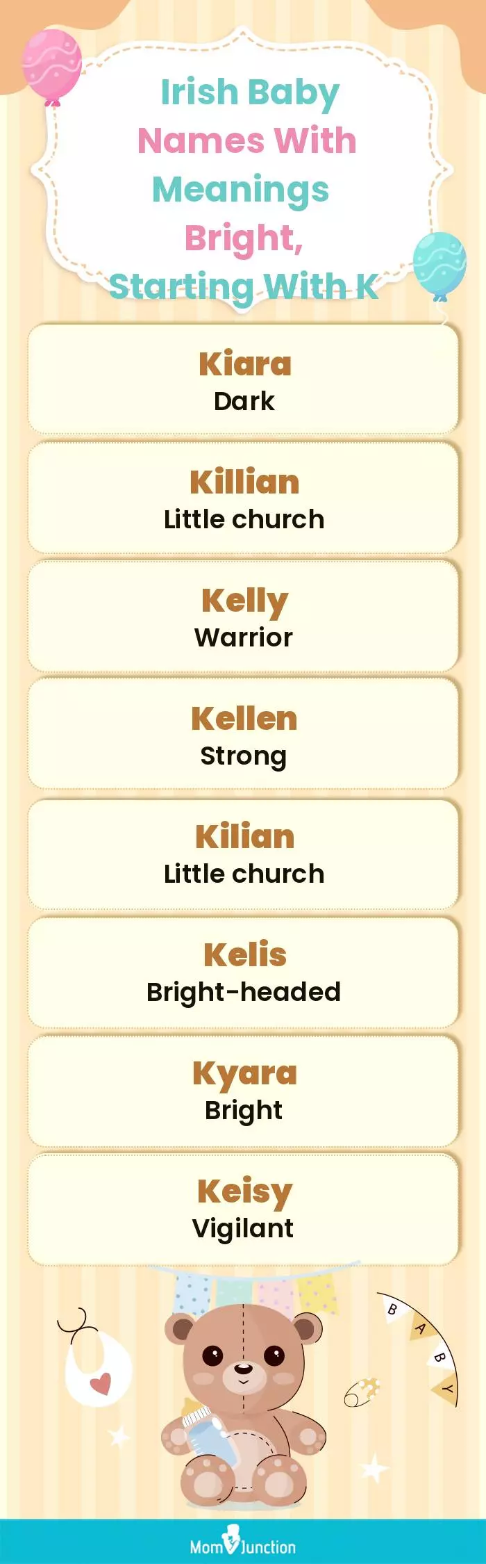 Irish Baby Names with Meanings Bright, Starting With K(infographic)