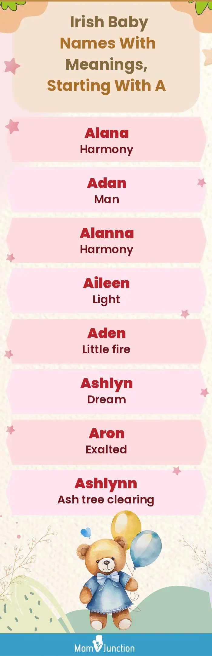  Irish Baby Names with Meanings, Starting With A(infographic)