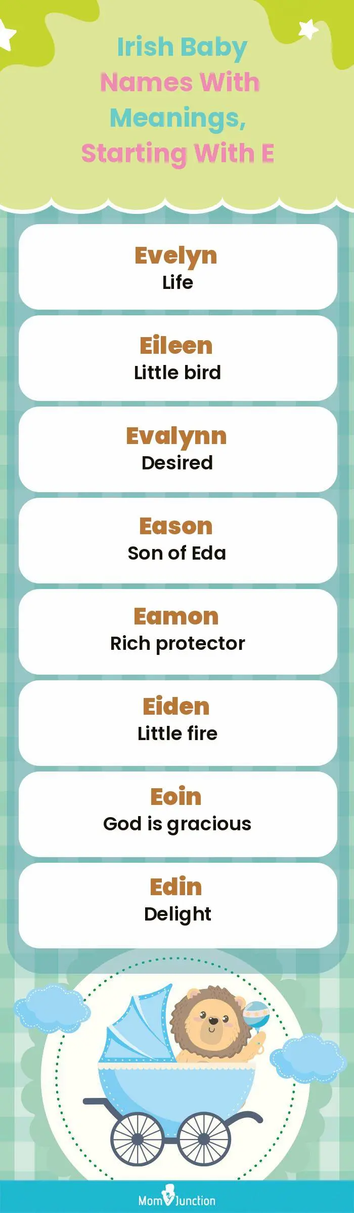  Irish Baby Names with Meanings, Starting With E(infographic)