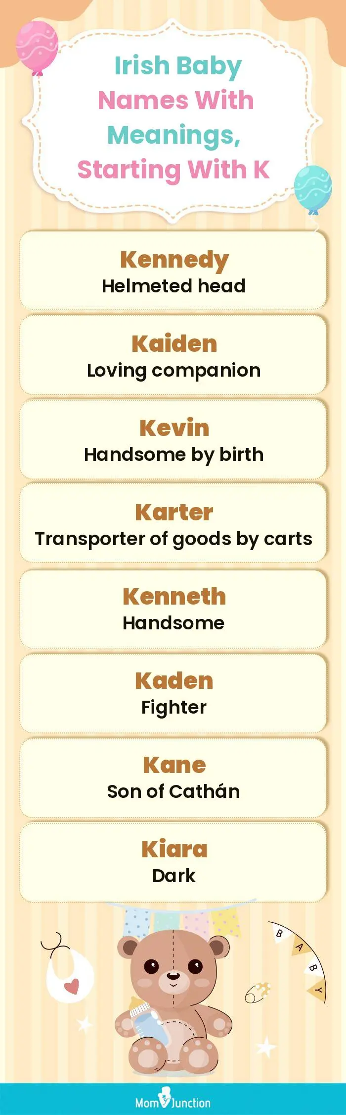  Irish Baby Names with Meanings, Starting With K(infographic)