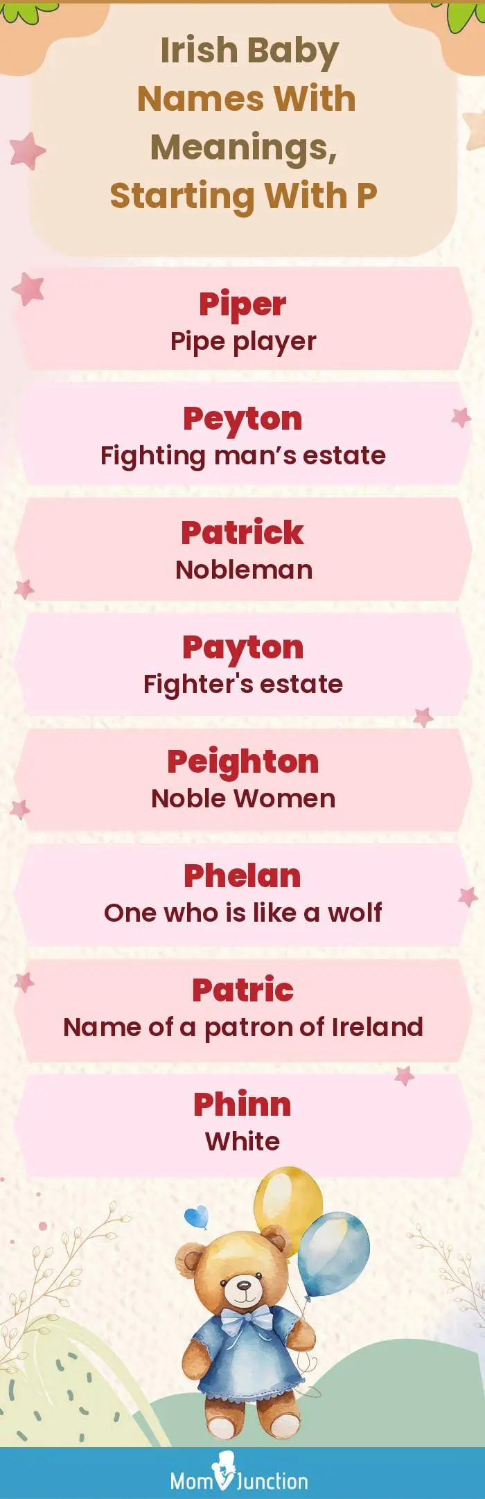  Irish Baby Names with Meanings, Starting With P(infographic)