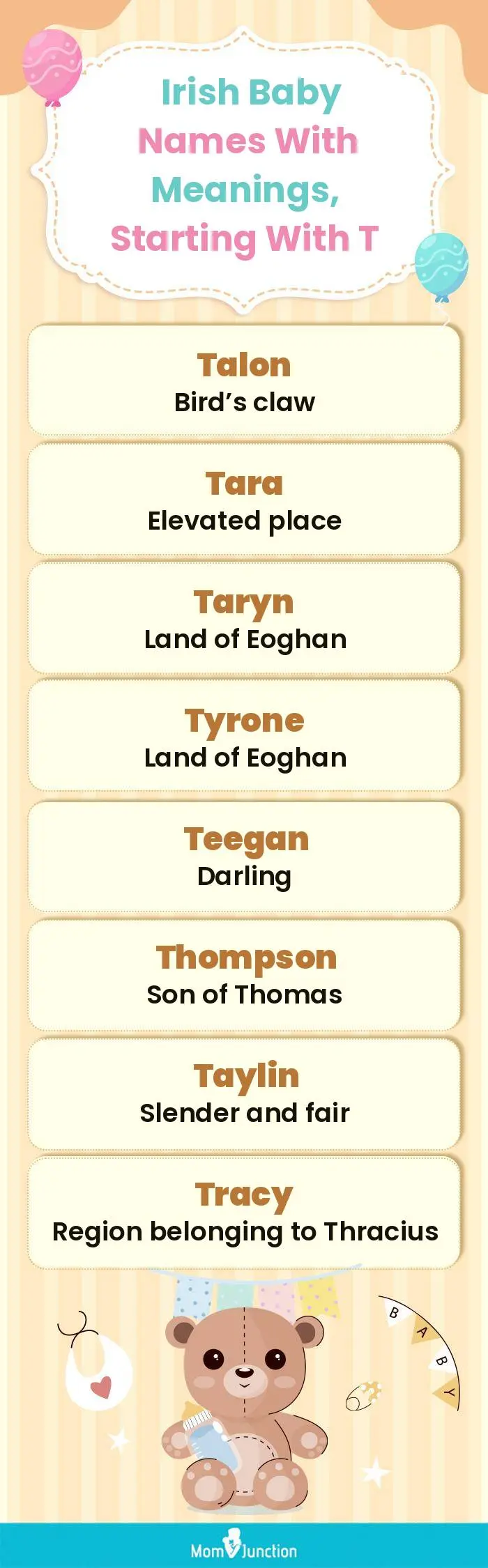  Irish Baby Names with Meanings, Starting With T(infographic)