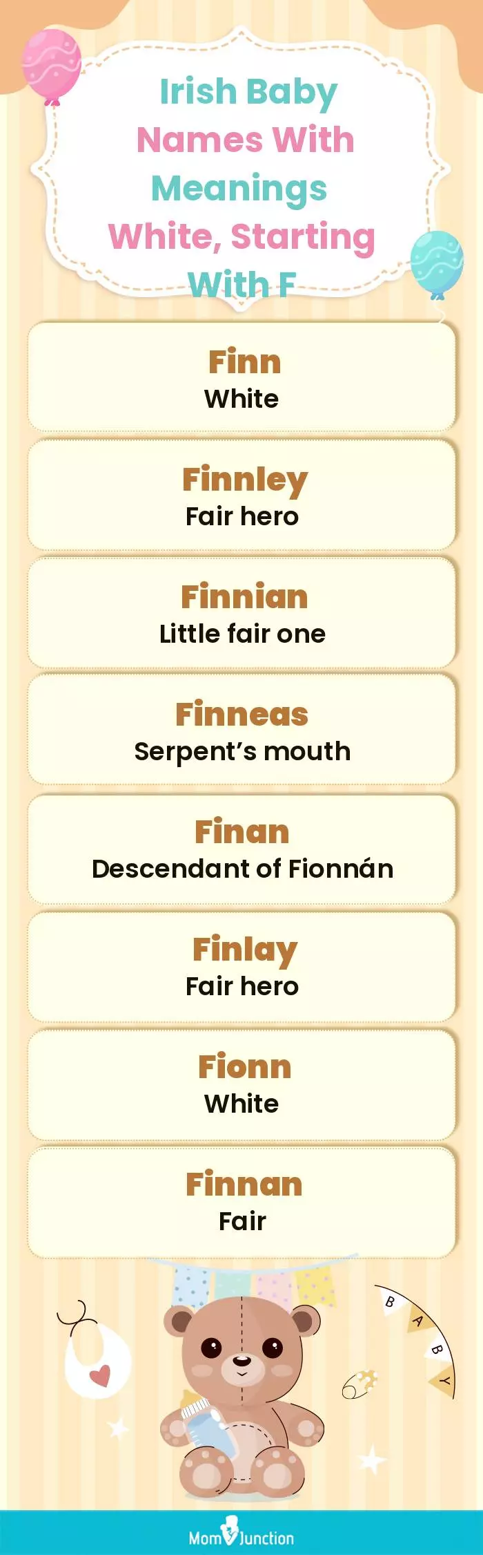 Irish Baby Names with Meanings White, Starting With F(infographic)