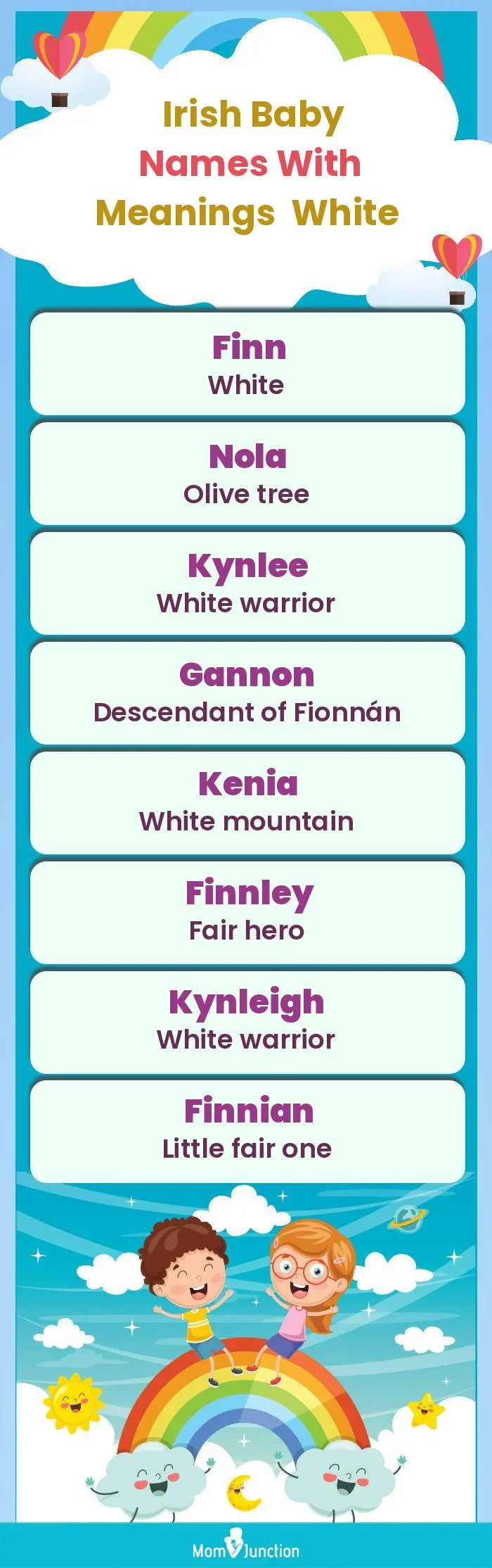  Irish Baby Names with Meanings White(infographic)