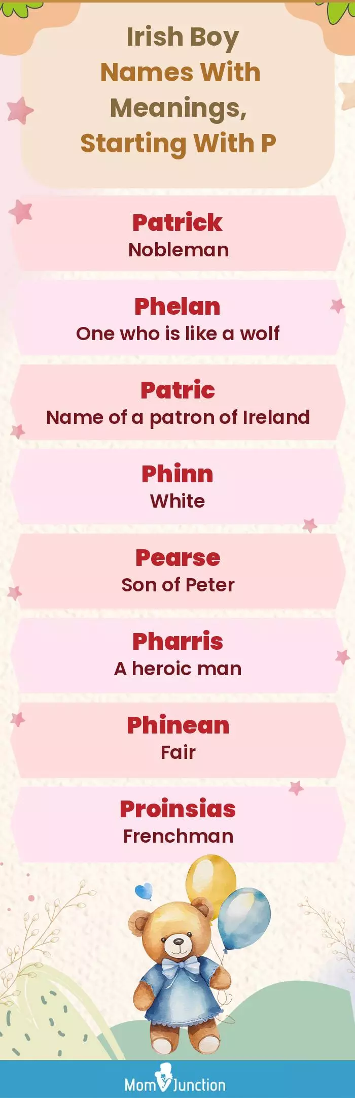  Irish Boy Names with Meanings, Starting With P(infographic)