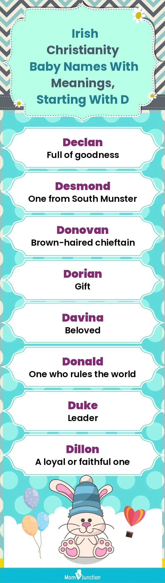  Irish Christianity Baby Names with Meanings, Starting With D(infographic)