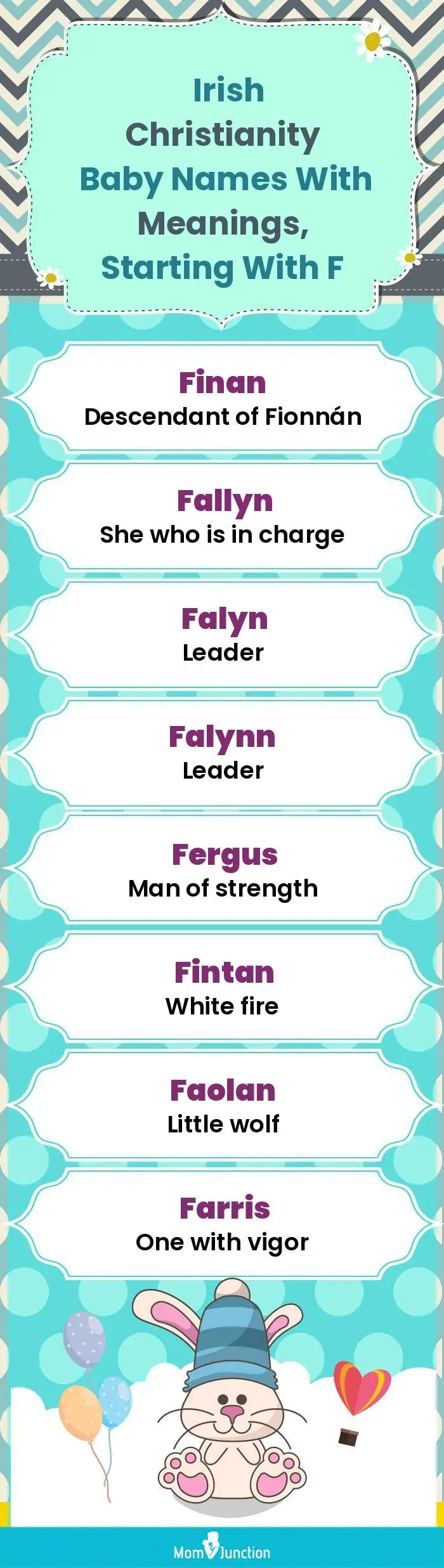  Irish Christianity Baby Names with Meanings, Starting With F(infographic)