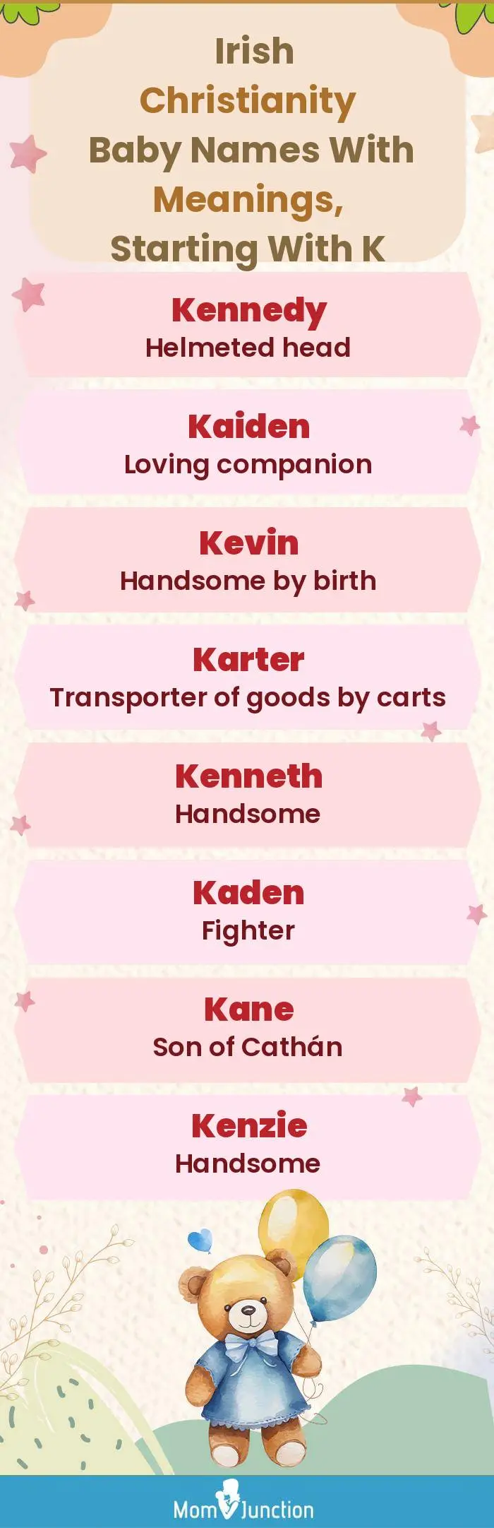  Irish Christianity Baby Names with Meanings, Starting With K(infographic)