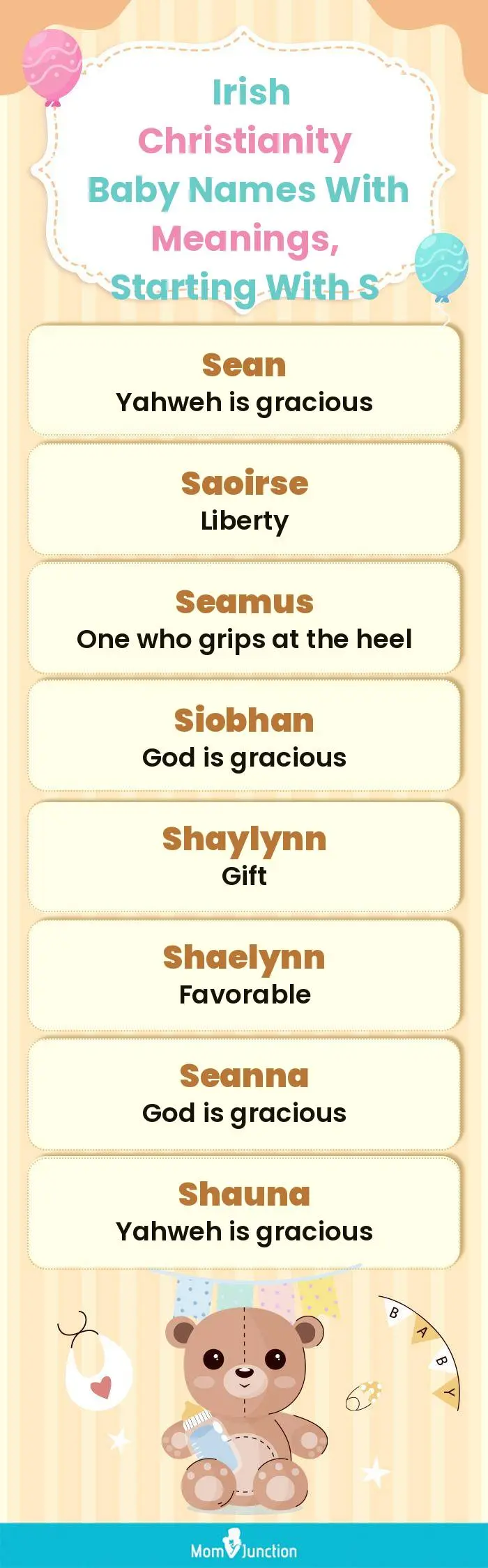  Irish Christianity Baby Names with Meanings, Starting With S(infographic)