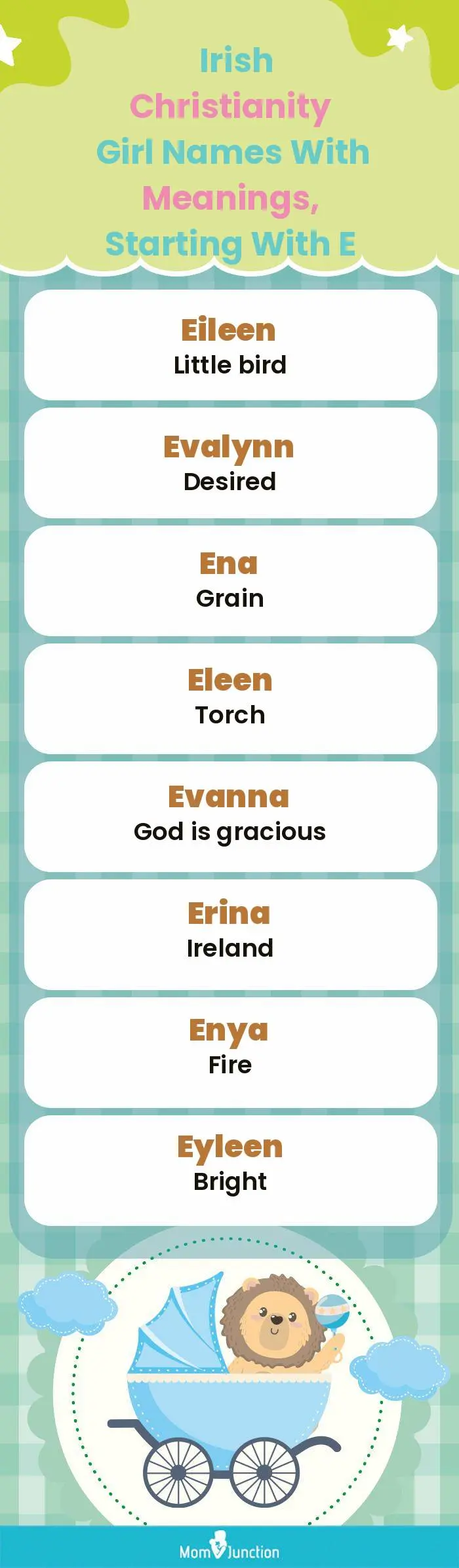  Irish Christianity Girl Names with Meanings, Starting With E(infographic)