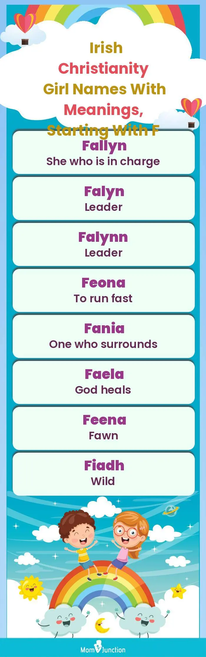  Irish Christianity Girl Names with Meanings, Starting With F(infographic)