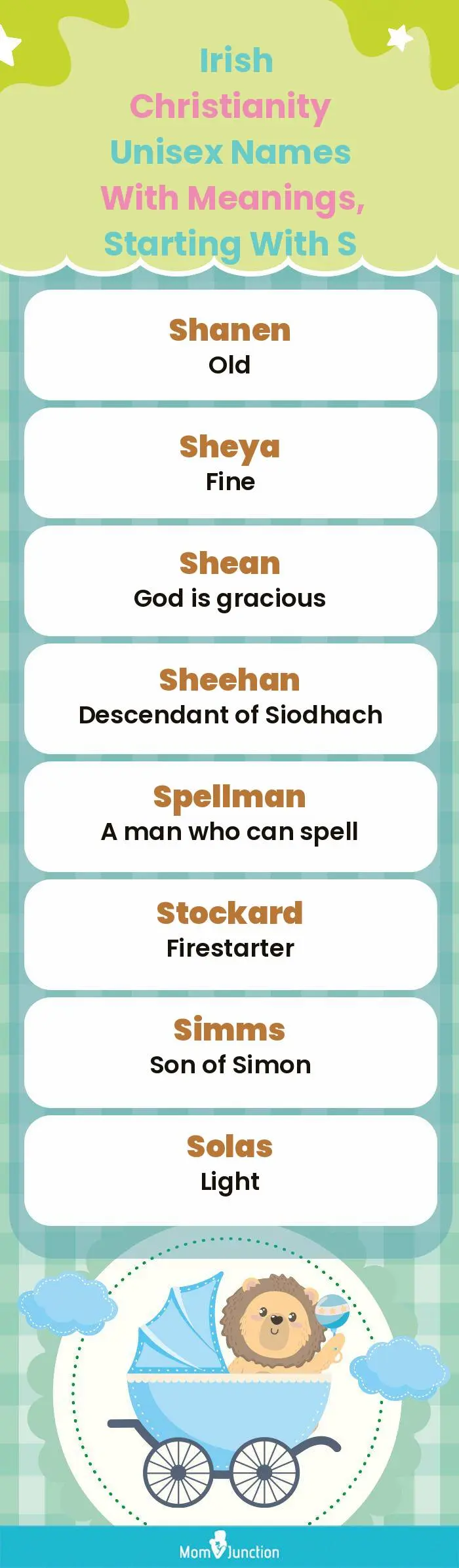  Irish Christianity Unisex Names with Meanings, Starting With S(infographic)