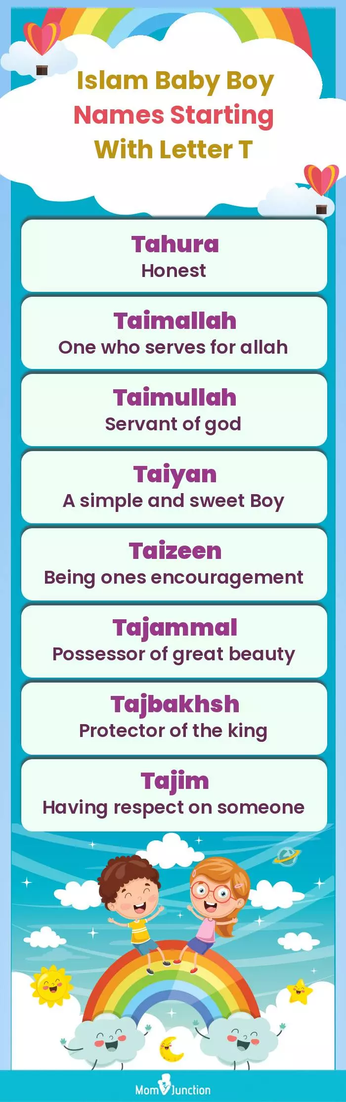  Islam Baby Boy Names Starting With Letter T(infographic)