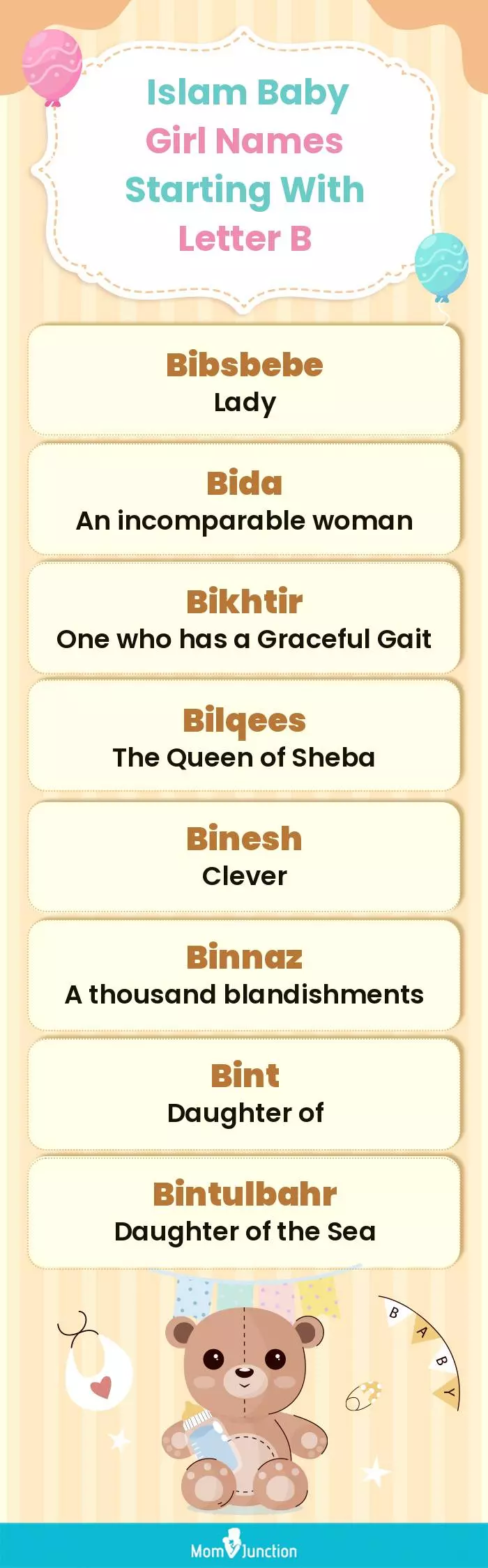  Islam Baby Girl Names Starting With Letter B(infographic)