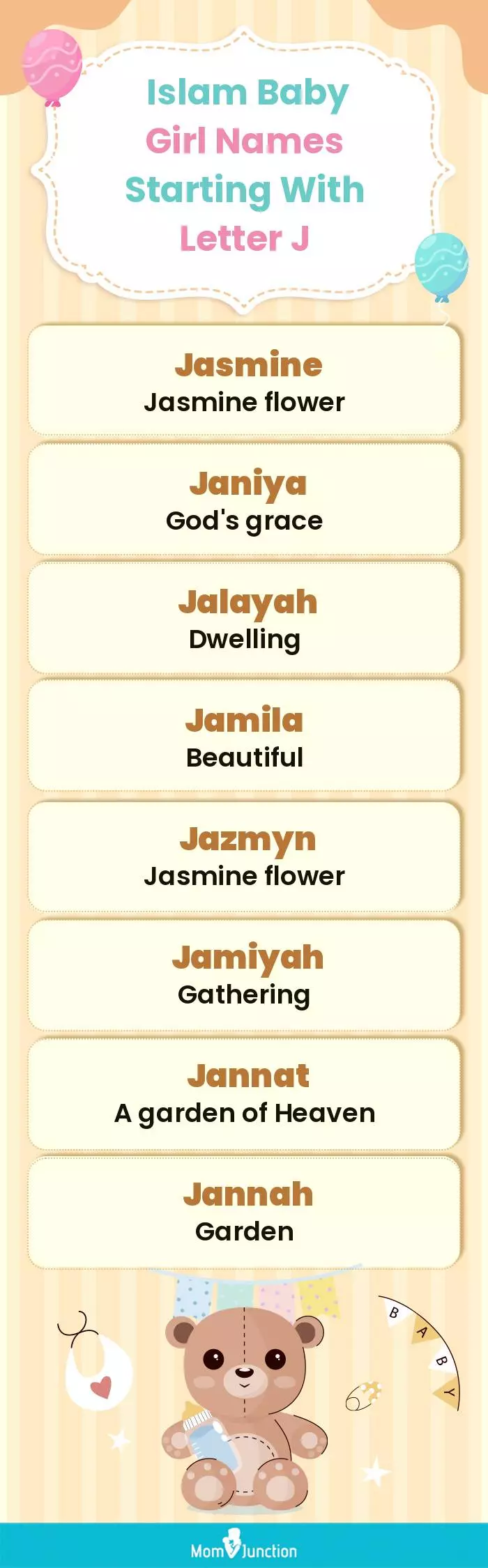  Islam Baby Girl Names Starting With Letter J(infographic)