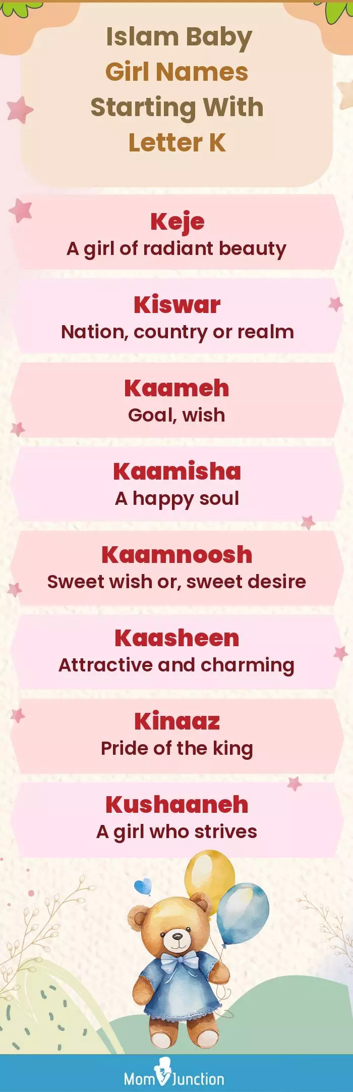  Islam Baby Girl Names Starting With Letter K(infographic)