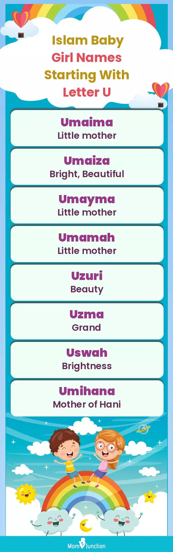  Islam Baby Girl Names Starting With Letter U(infographic)