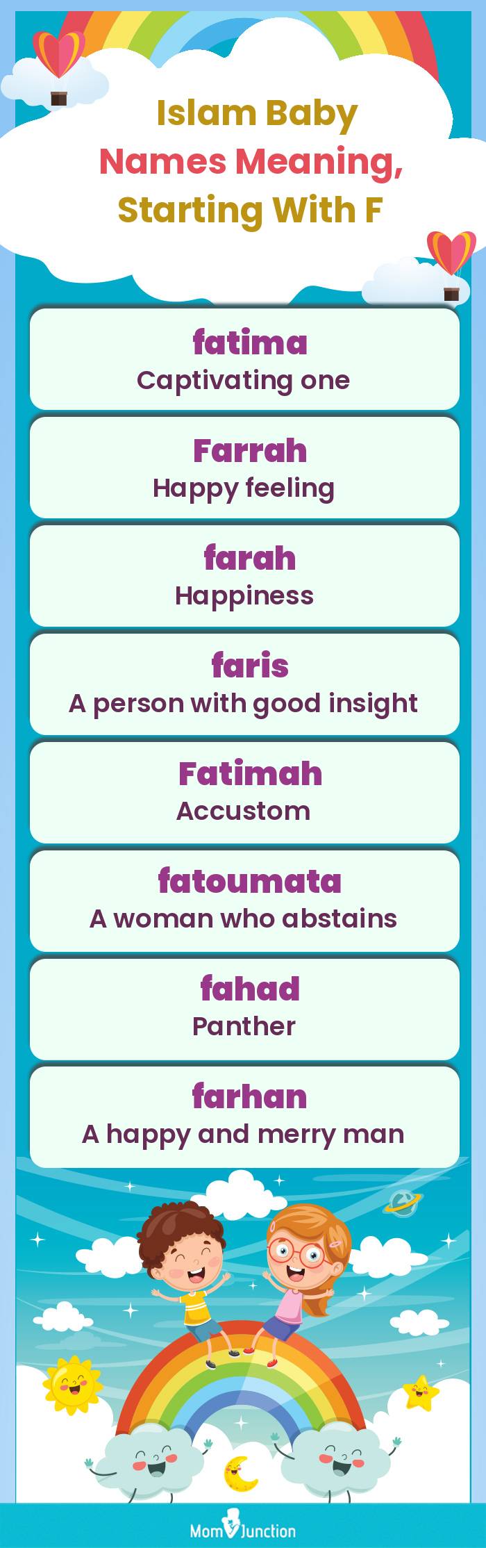  Islam Baby Names Meaning, Starting With F(infographic)