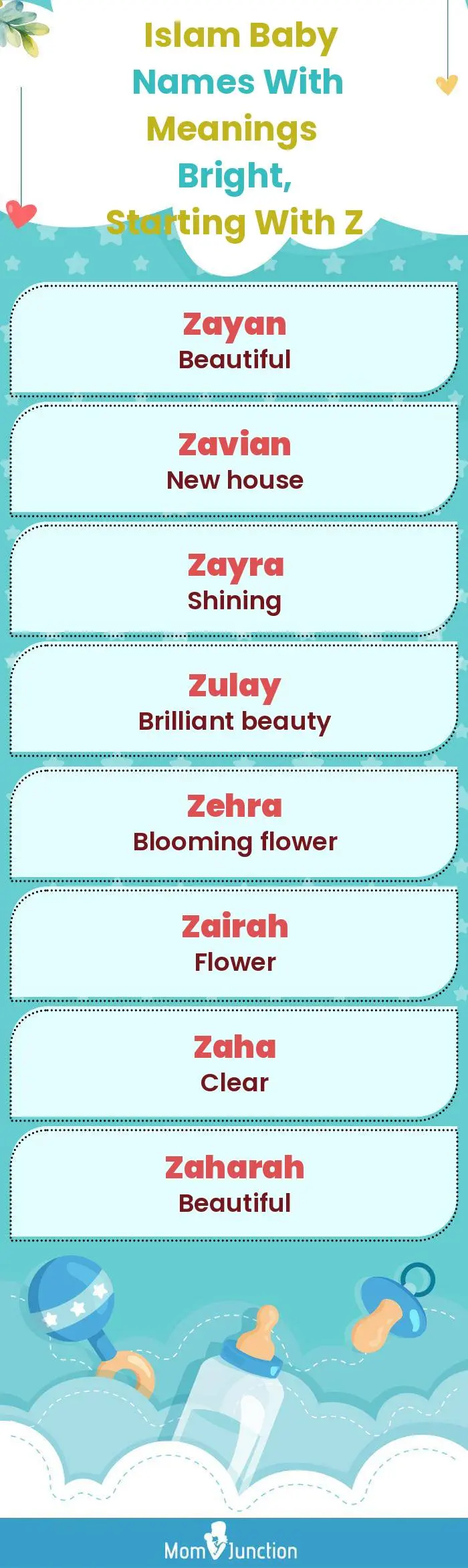  Islam Baby Names with Meanings Bright, Starting With Z(infographic)