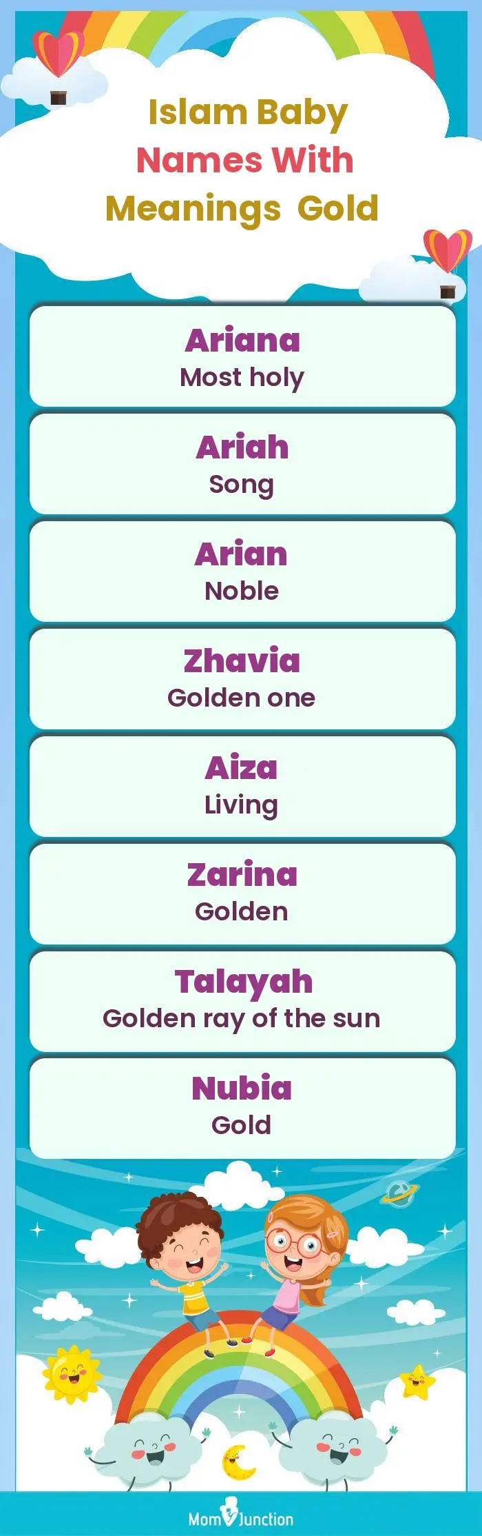  Islam Baby Names with Meanings Gold(infographic)