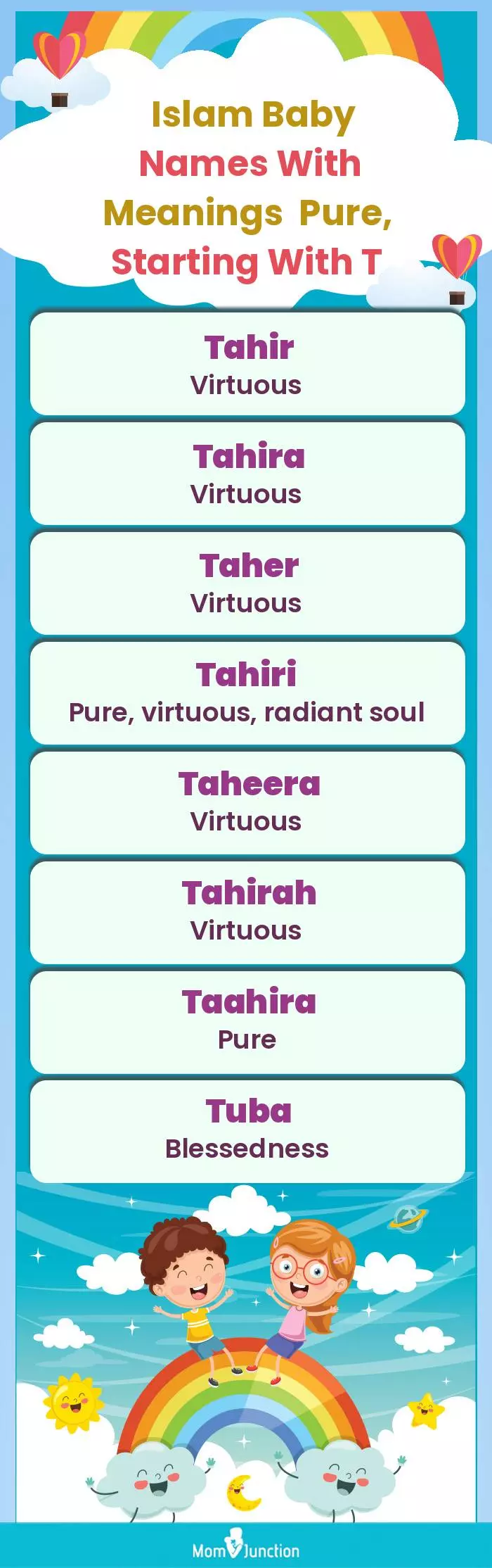  Islam Baby Names with Meanings Pure, Starting With T(infographic)