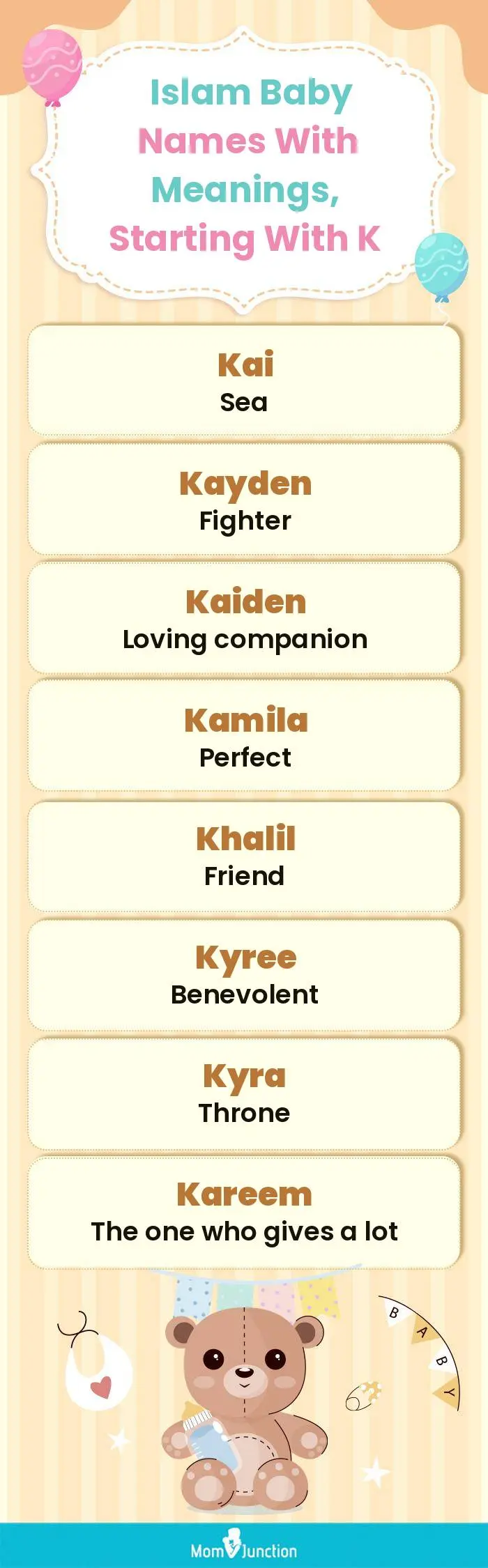  Islam Baby Names with Meanings, Starting With K(infographic)