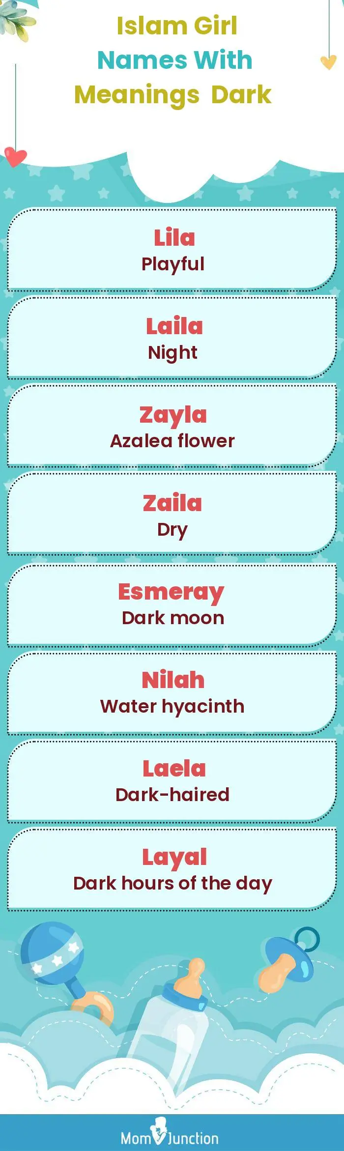  Islam Girl Names with Meanings Dark(infographic)