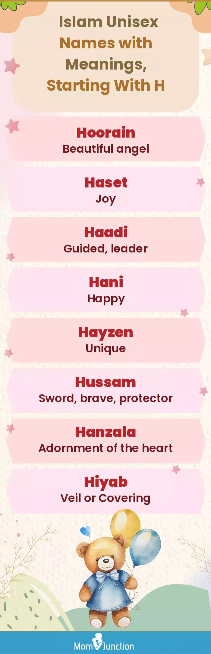  Islam Unisex Names with Meanings, Starting With H(infographic)