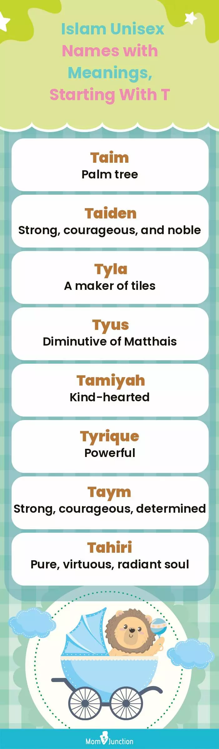  Islam Unisex Names with Meanings, Starting With T(infographic)