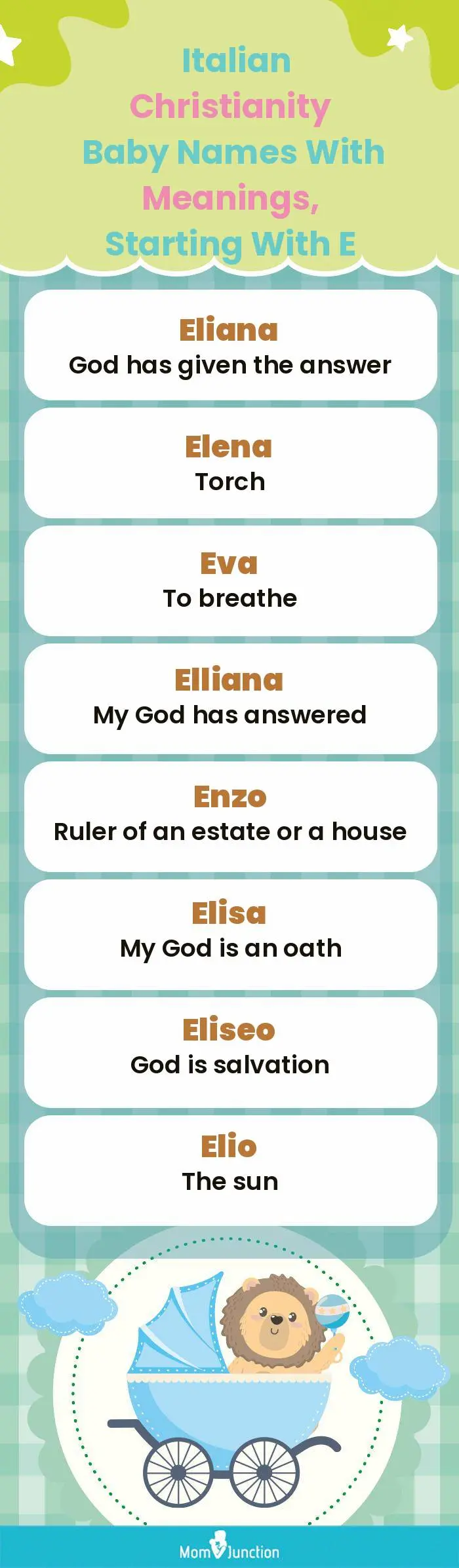  Italian Christianity Baby Names with Meanings, Starting With E(infographic)