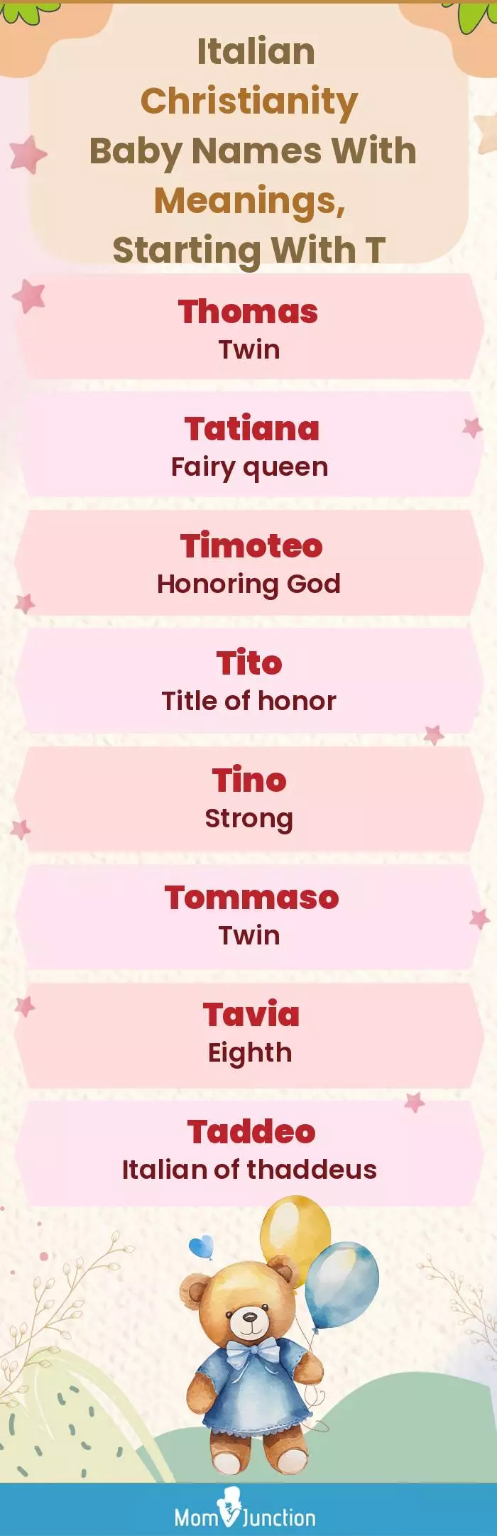  Italian Christianity Baby Names with Meanings, Starting With T(infographic)