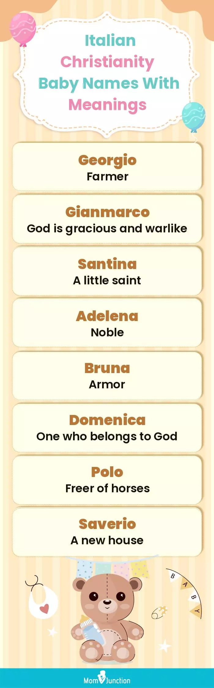  Italian Christianity Baby Names with Meanings(infographic)