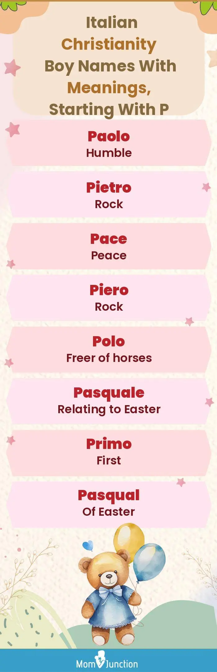  Italian Christianity Boy Names with Meanings, Starting With P(infographic)