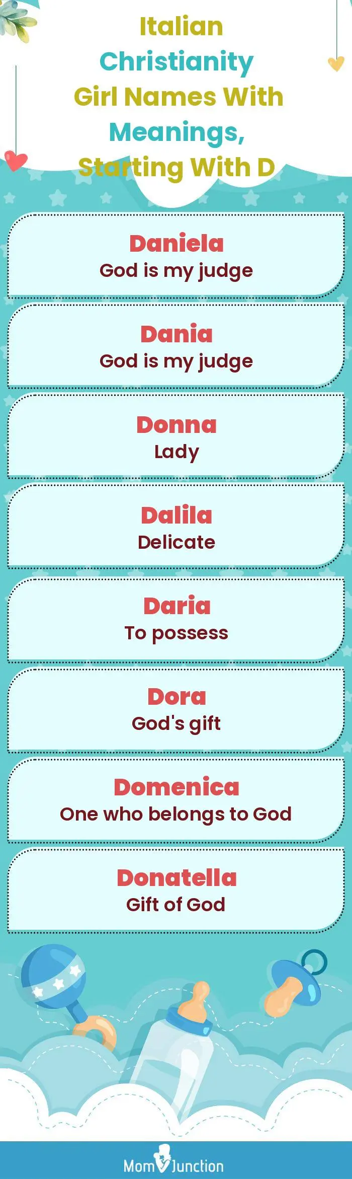  Italian Christianity Girl Names with Meanings, Starting With D(infographic)