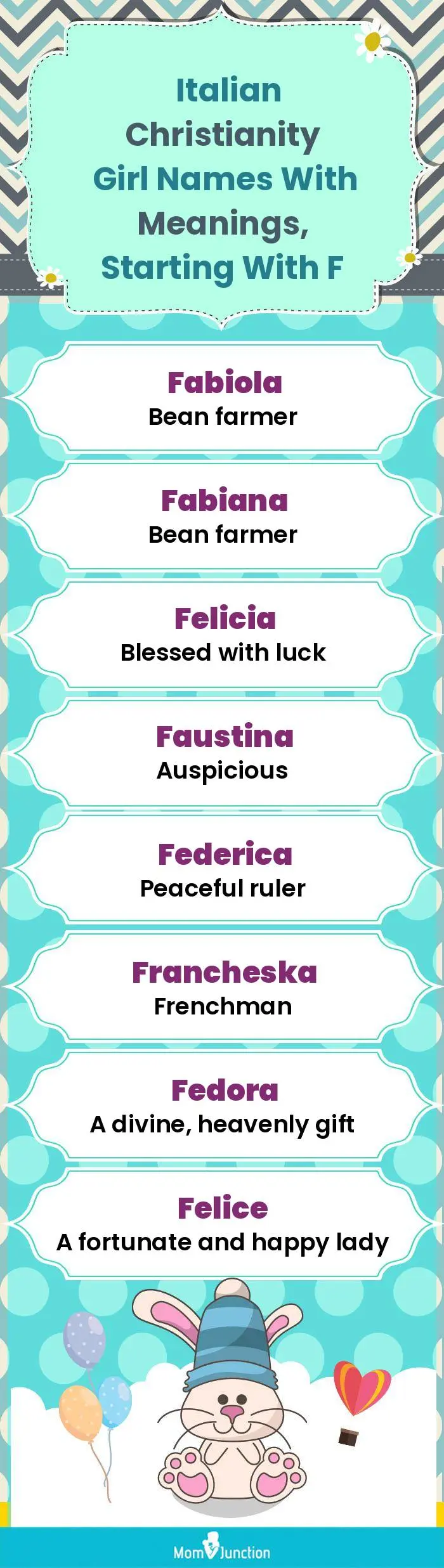  Italian Christianity Girl Names with Meanings, Starting With F(infographic)