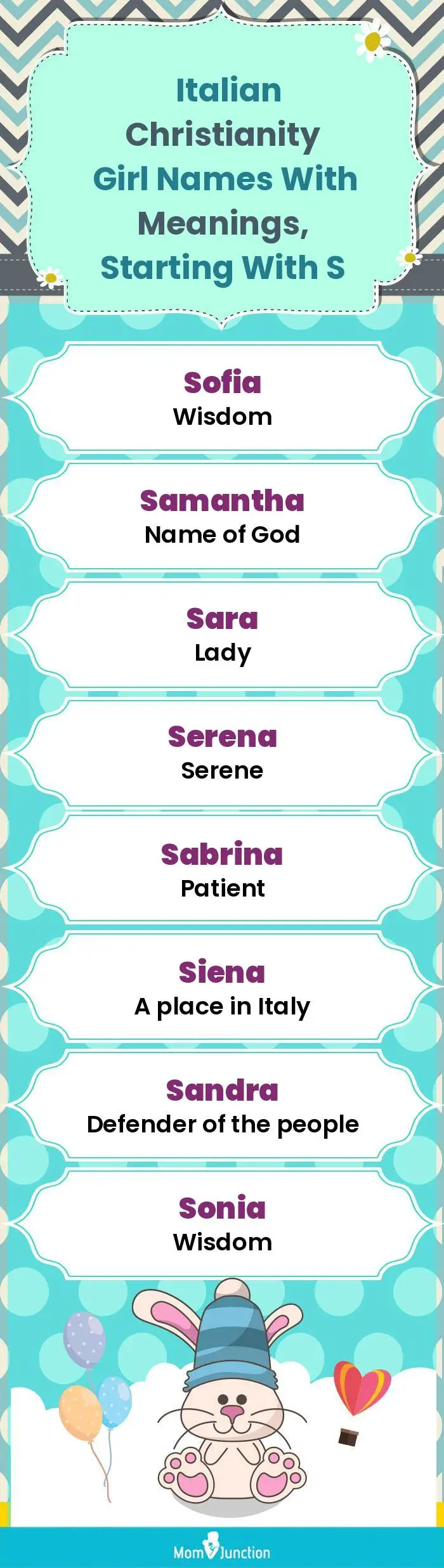  Italian Christianity Girl Names with Meanings, Starting With S(infographic)