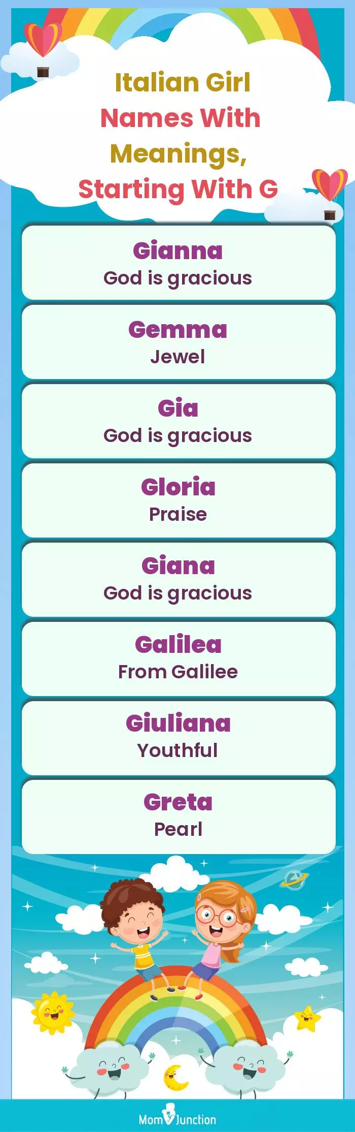  Italian Girl Names with Meanings, Starting With G(infographic)