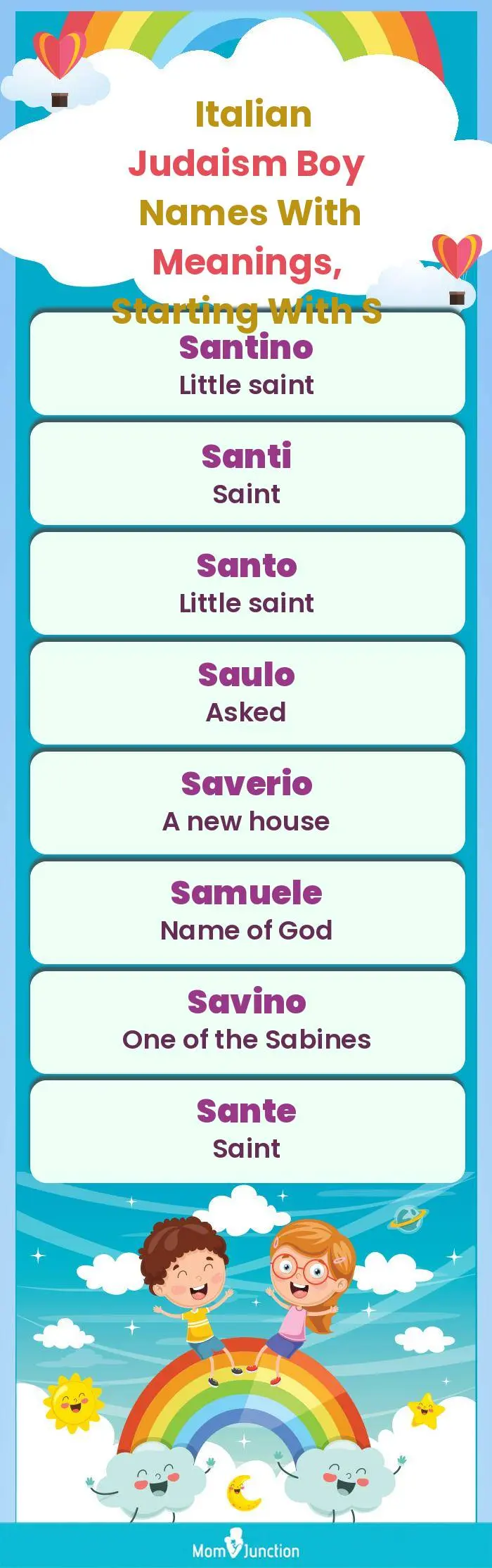 Italian Judaism Boy Names with Meanings, Starting With S(infographic)